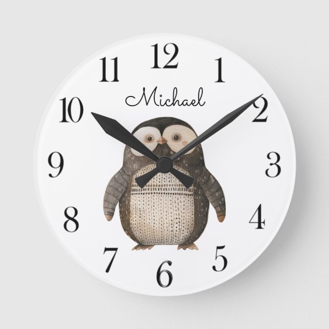 Horloge Ronde Cute Watercolor Anarctica Animal Hedgehog Nursery  (Recto)