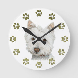 Horloge Ronde Cute Westie
