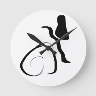 Horloge Ronde Cycle de rotation : noir et blanc Abstrait