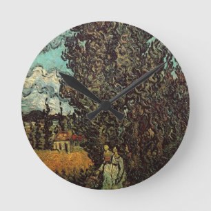 Horloge Ronde Cyprès et deux femmes par Vincent van Gogh