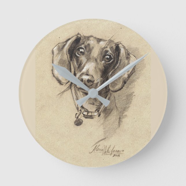 Horloge Ronde Dachshund cadeau Amoureux des chiens 24h/24 (Recto)