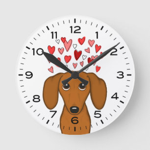 Horloge Ronde Dachshund mignon avec Coeur Wiener Chien