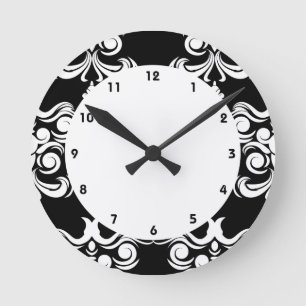 Horloge Ronde Damas Noir Et Blanc