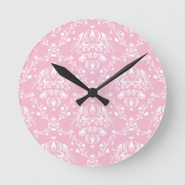 Horloge Ronde Damas rose et blanc (Recto)