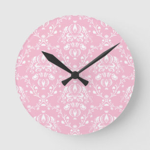 Horloge Ronde Damas rose et blanc