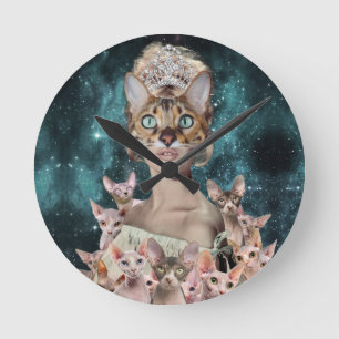 Horloge Ronde Dame aux chats