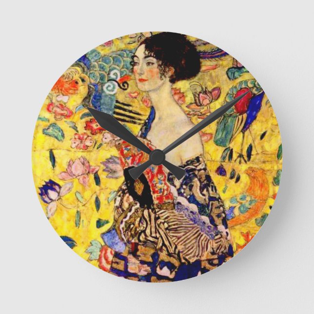 Horloge Ronde Dame Gustav Klimt avec ventilateur (Recto)
