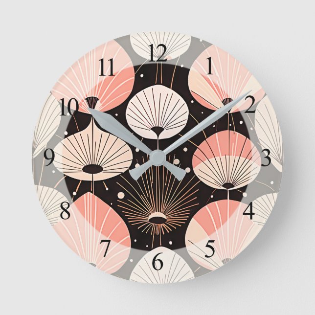 Horloge Ronde Dandelions -Mi-siècle- Design moderne rétro (Recto)