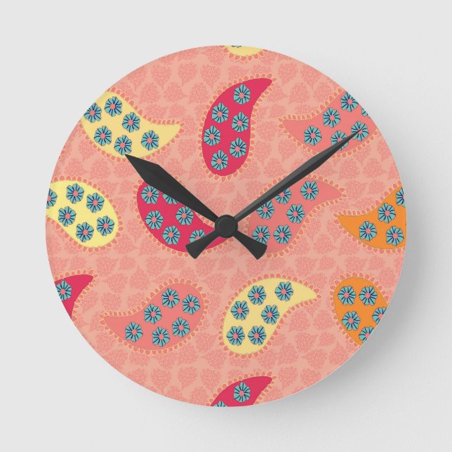 Horloge Ronde Danse Boho Paisley (Recto)