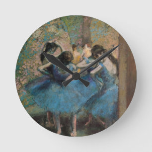 Horloge Ronde Danseurs d'Edgar Degas   dans le bleu, 1890