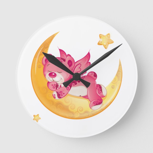 Horloge Ronde De beaux rêves avec un ours en peluche (Recto)