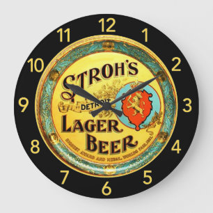 Horloge ronde de bière blonde de Strohs grande