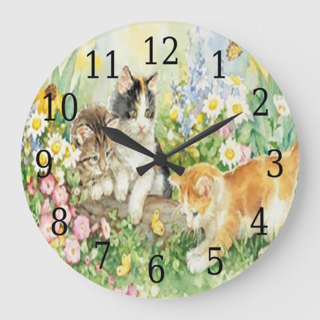 Horloge ronde de chatons mignons (Recto)