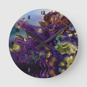 Horloge ronde de l'enchantement du dragon