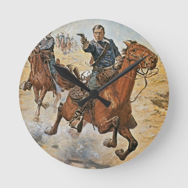 Horloge Ronde Dead Sure : un cavalier américain de cavalerie dan (Recto)