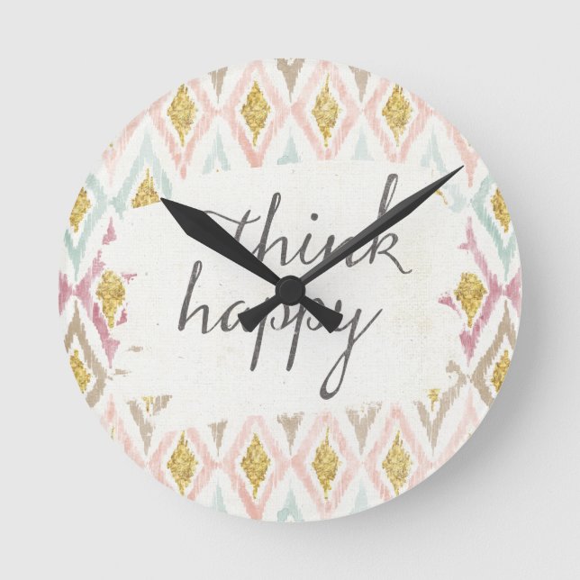 Horloge Ronde Déco souple V | Pense heureux (Recto)