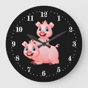 Horloge Ronde décoration de cochon de campagne mignon Grande Hor
