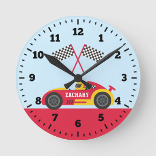 Horloge Ronde Décoration murale de lit pour garçons de voiture d