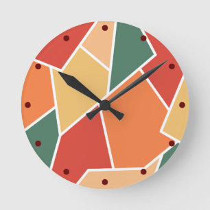 Horloge Ronde Décoration murale géométrique de couleurs d'automn