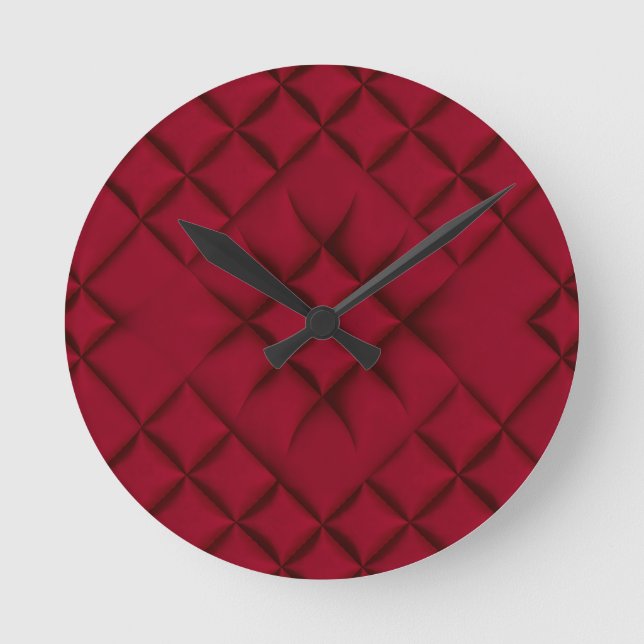 Horloge Ronde Deep Red Quilted Leather Pattern (Recto)