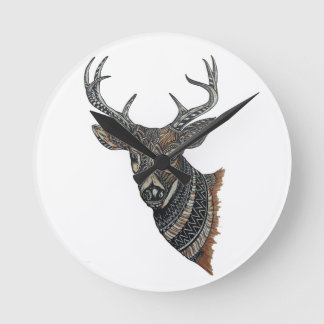 Horloge Ronde Deer Buck avec Intricate Design