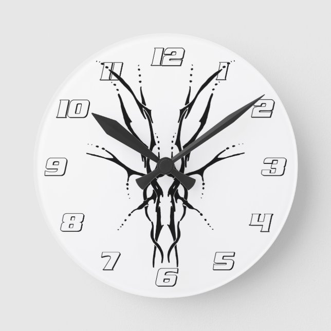 Horloge Ronde Deer Skull Tribal Design pour les chasseurs de cer (Recto)