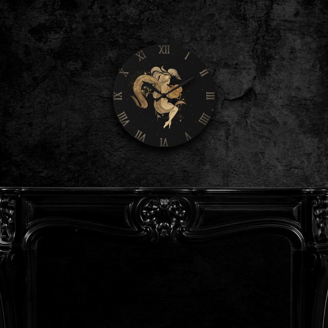 Horloge Ronde Déesse du Zodiaque | Astrologie Cosmologique Gold  (Créateur téléchargé)