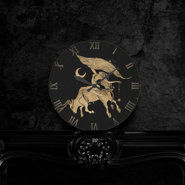Horloge Ronde Déesse du Zodiaque | Astrologie du Taurus d'or cos (Créateur téléchargé)
