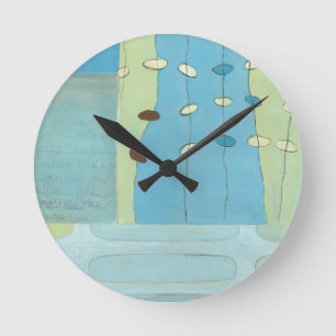 Horloge Ronde Défilé bleu abstrait d'oeufs