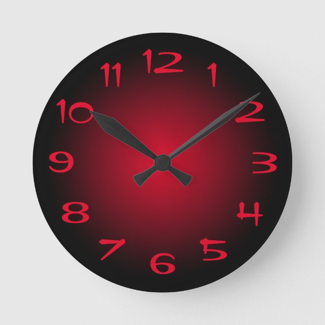 Horloge Ronde Dégradé radial noir et rouge (Recto)