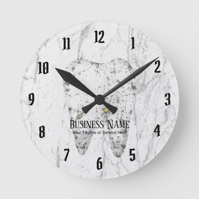 Horloge Ronde Dentist Office Dental Care Modern Marble Tooth (Recto)