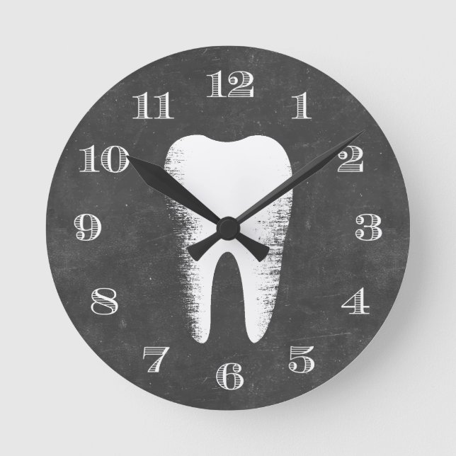 Horloge Ronde Dentist Office Dental Care Tooth Rustic Chalkboard (Recto)