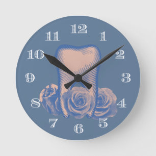 Horloge Ronde Dentiste Bureau Soins dentaires Vintage Floral Too