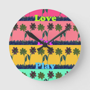 Horloge Ronde Dernier bouquet floral manger amour jouer design