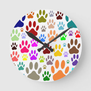 Horloge Ronde Des Empreintes de pattes de chiens partout