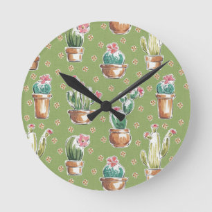 Horloge Ronde Desert Bloom   Pattern vert