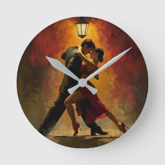 Horloge Ronde ✨Design artistique romantique d'un couple de tango