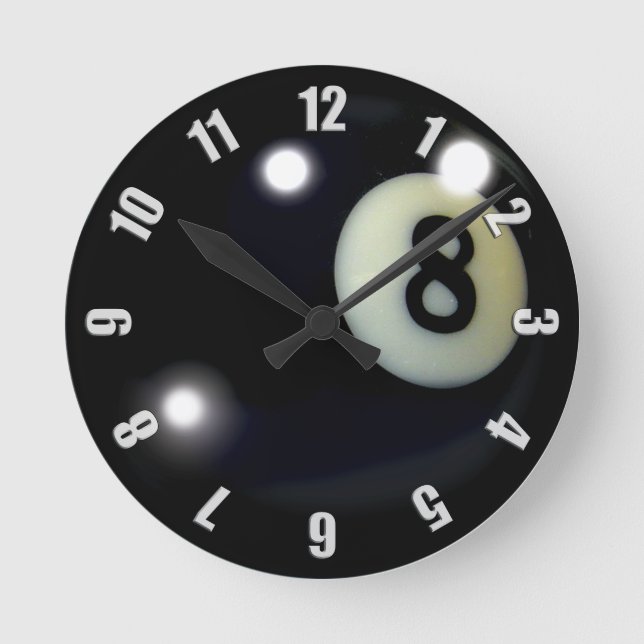 Horloge Ronde Design de Black 8 Ball Clock (Recto)
