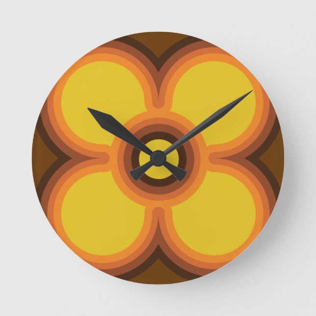 Horloge Ronde design de fleur rétro (Recto)