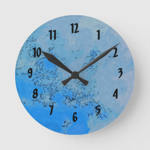 Horloge Ronde Design du ciel bleu Pastel