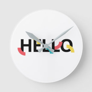 Horloge Ronde Design moderne, amusant, ludique, coloré de Hello
