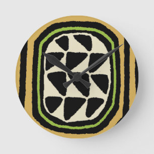 Horloge Ronde Design textile Kuba africain