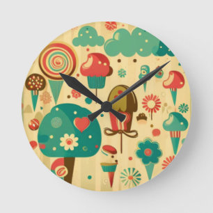 Horloge Ronde Design vintage rétro mignon pour enfants Cake Pop