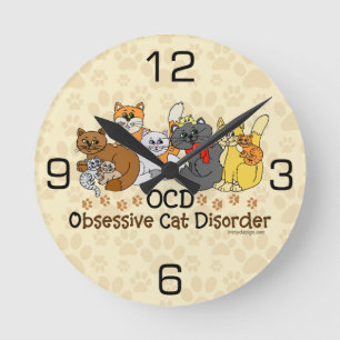 Horloge Ronde Désordre obsédant de chat d'OCD