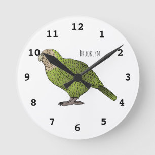 Horloge Ronde dessin animé d'oiseaux de Kakapo