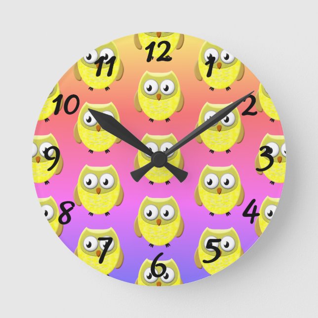 Horloge Ronde Dessin de bébé hibou (Recto)