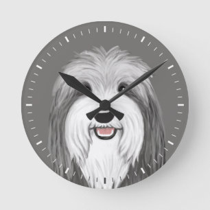 Horloge Ronde Dessin de Chien mignon de Collie à oreilles