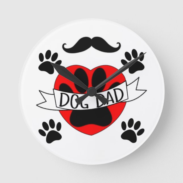 Horloge Ronde Dessin De Chien Papa Paw Et Red Heart (Recto)