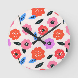 Horloge Ronde dessin de fleurs de Han