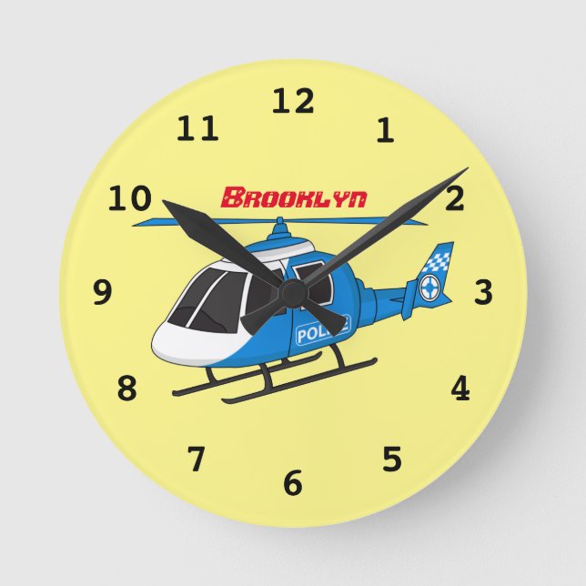 Horloge Ronde Dessin d'hélicoptère du service de police mignon (Recto)